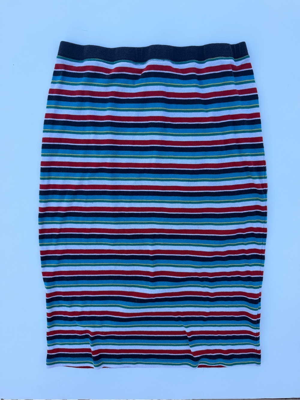 Obey Striped Pencil Skirt in Navy, Red, Green, white